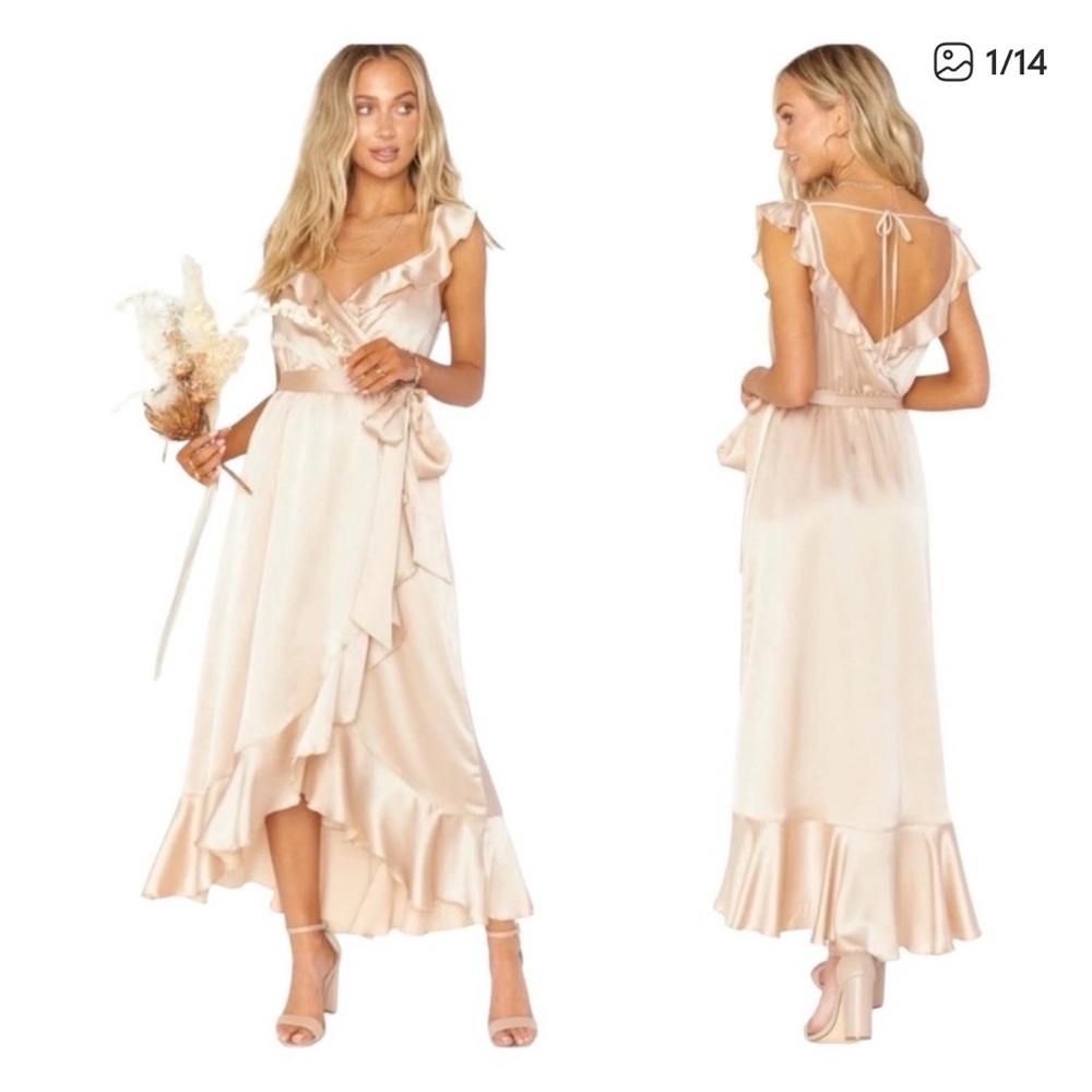 Show me your mumu: Samantha Ruffle Wrap Dress: Champagne